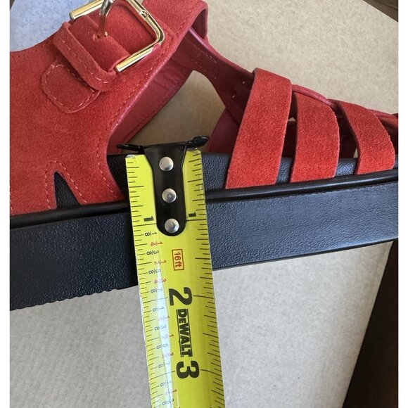 NWT EU37 /US 6-6.5 -Anthropologie Fisherman Flats Red Suede leather (NWT US$150) - Picture 10 of 13